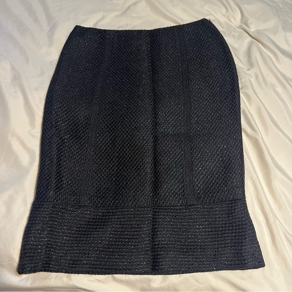 Dana Buchman Textured Wool Blend Black Pencil Skirt Size 6